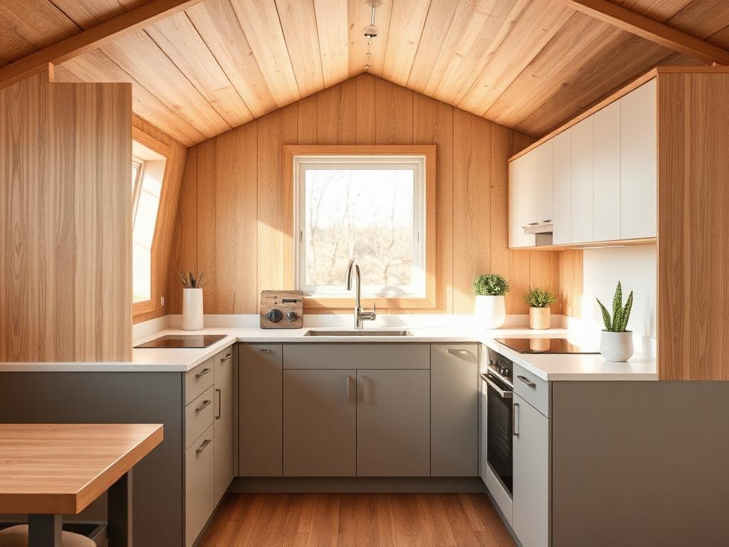 Fitted kitchen cabinets with stone counter